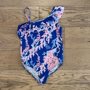Lilly Pulitzer Kids Swim One Piece - Blue and Pink Coral Print